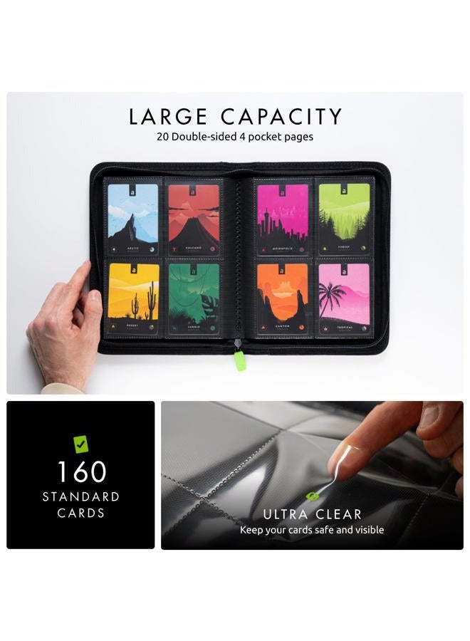 Vault X 4 Pocket Trading Card Zip Binder, 160 Cards, Premium Exo-Tec Album Material, 20 Side-Loading Pages, Folder for Collectible Games, Sports, TCG (Black) - Image 3